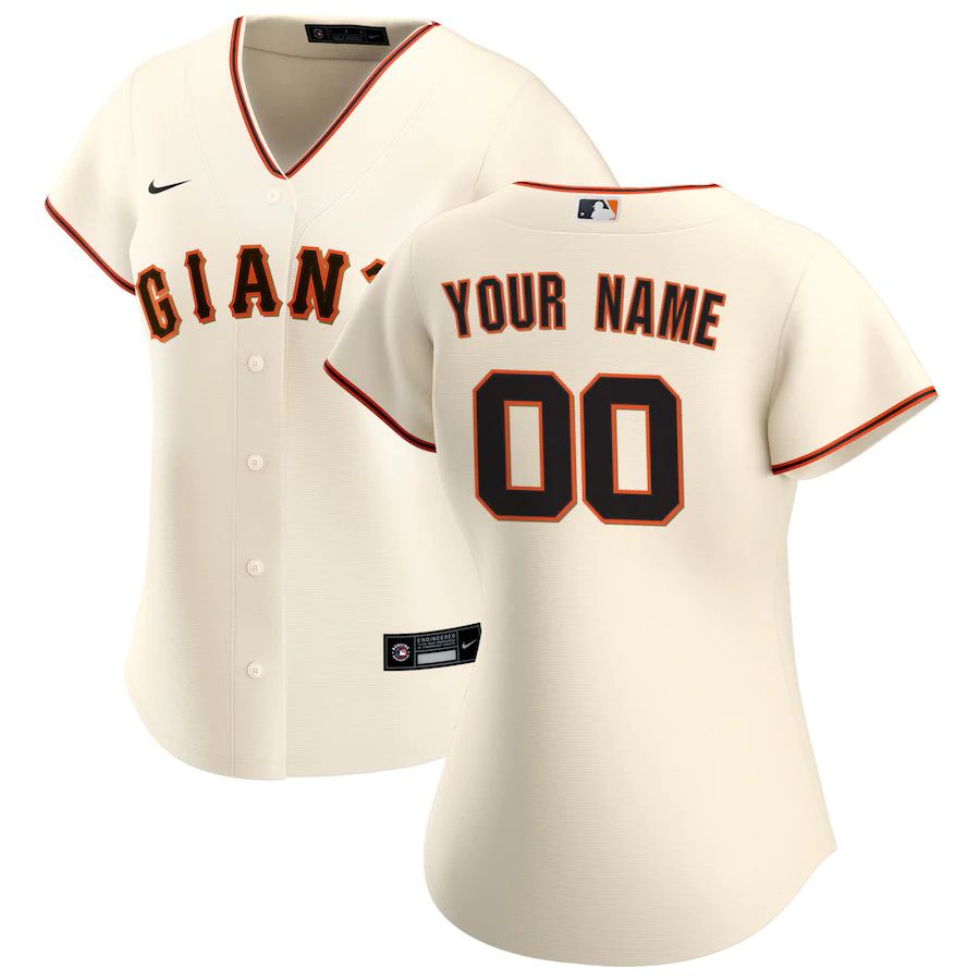 Cheap Womens San Francisco Giants Nike Cream Home Replica Custom MLB Jerseys